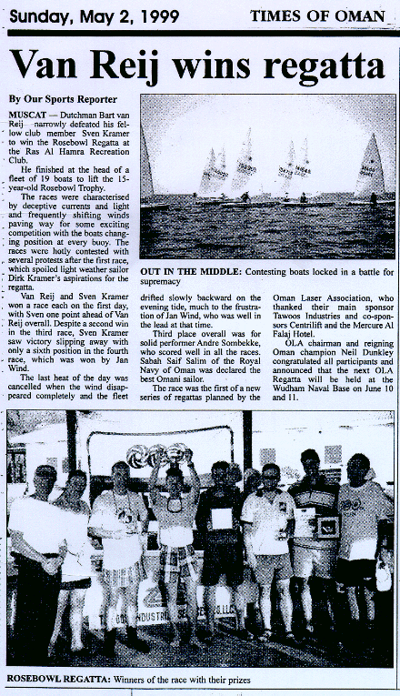 Bart van Reij narrowly beats Sven Kramer in 1999 Rosebowl Regatta